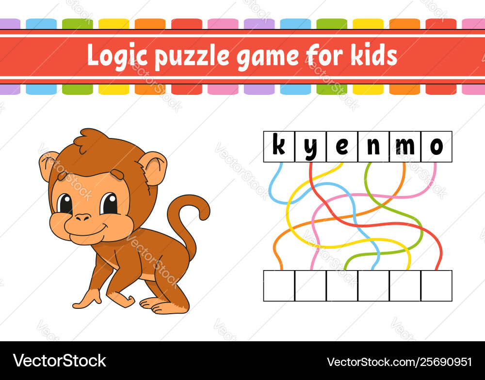 Logic puzzle game learning words for kids find Vector Image