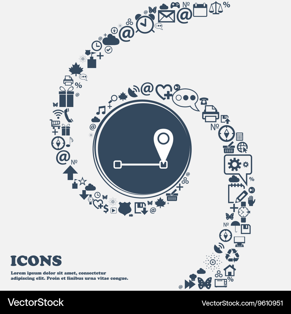 Map pointer icon sign in the center around Vector Image