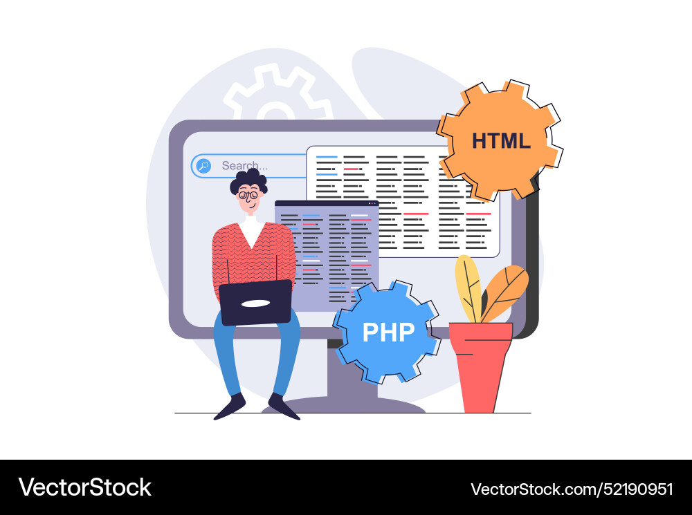 Programmierer-Konzept im modernen flachen Design für Web Programmierer-Konzept im modernen flachen Design für Web vektorbild