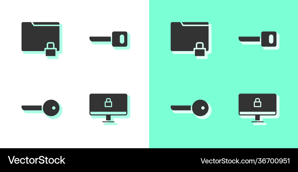 Set lock on computer monitor folder and key Vector Image