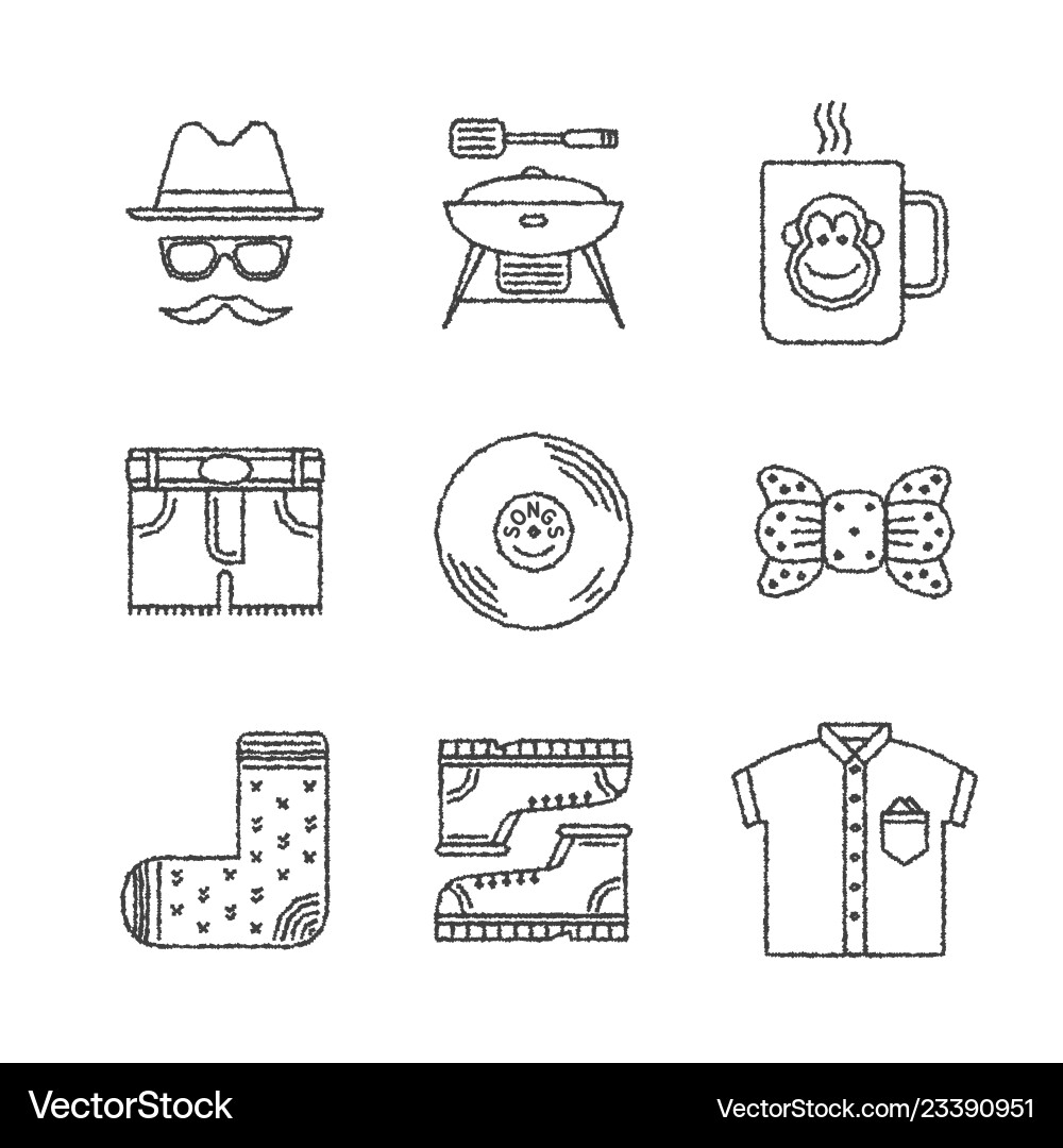 Set of hipster icons and concepts in sketch style Set of hipster icons and concepts in sketch style vector image