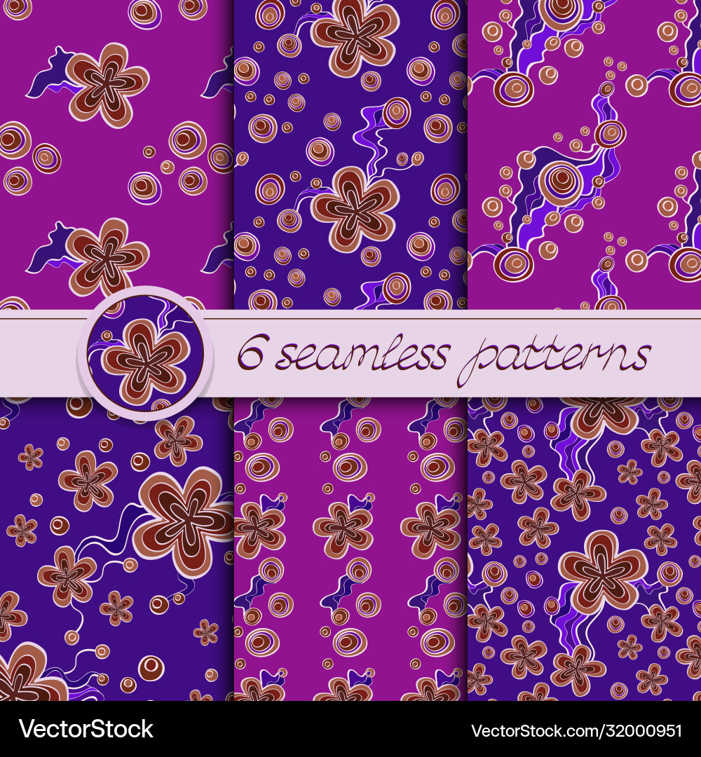 Set seamless patterns with floral elements Set seamless patterns with floral elements Vector Image