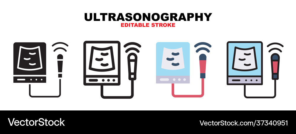 Ultrasonography icon set with different styles Ultrasonography icon set with different styles vector image