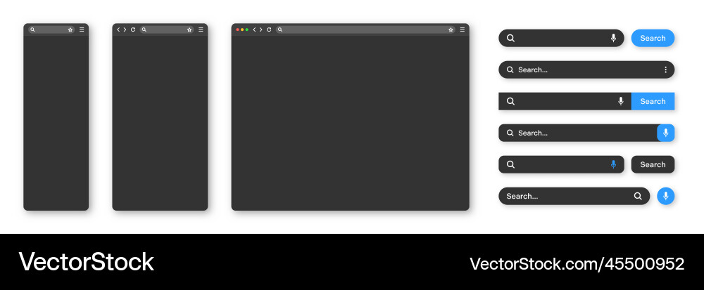 Blank internet browser window with various search Blank internet browser window with various search vector image