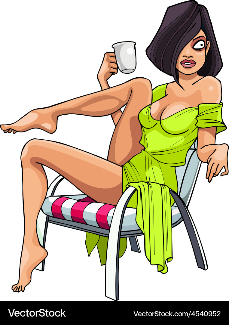 Cartoon sexy woman sitting in an armchair Vector Image