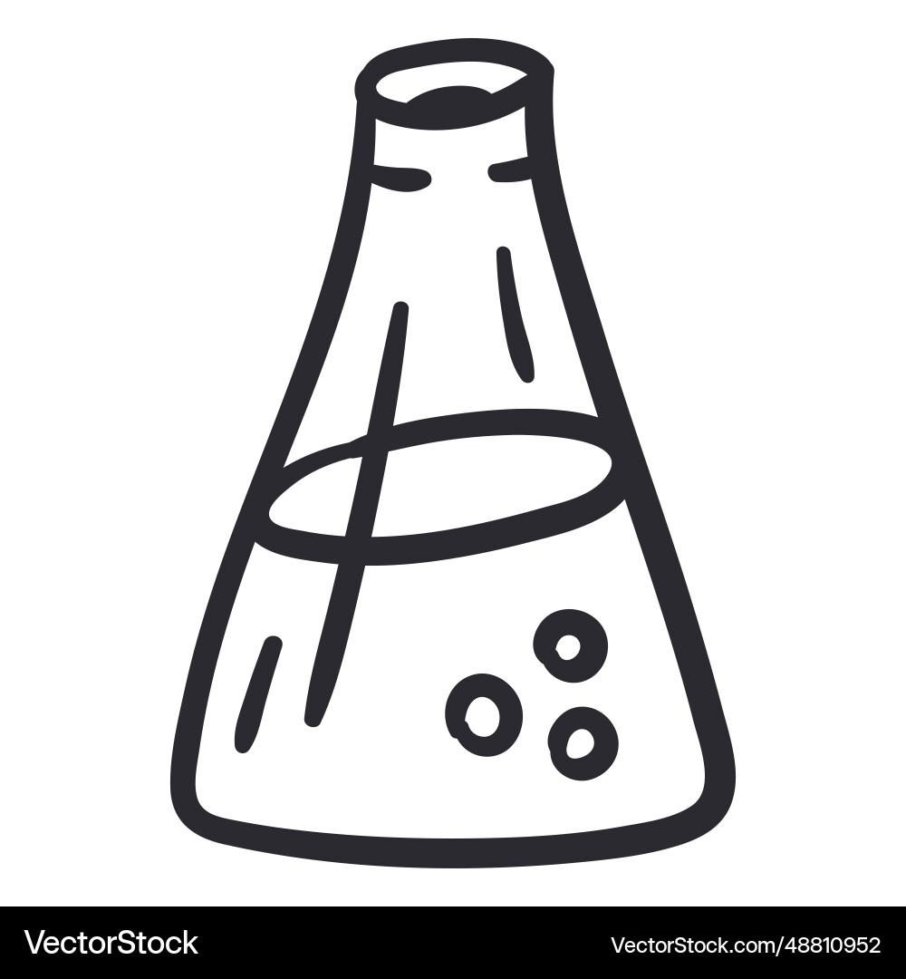 Erlenmeyer flask experiment stroke Vector Image