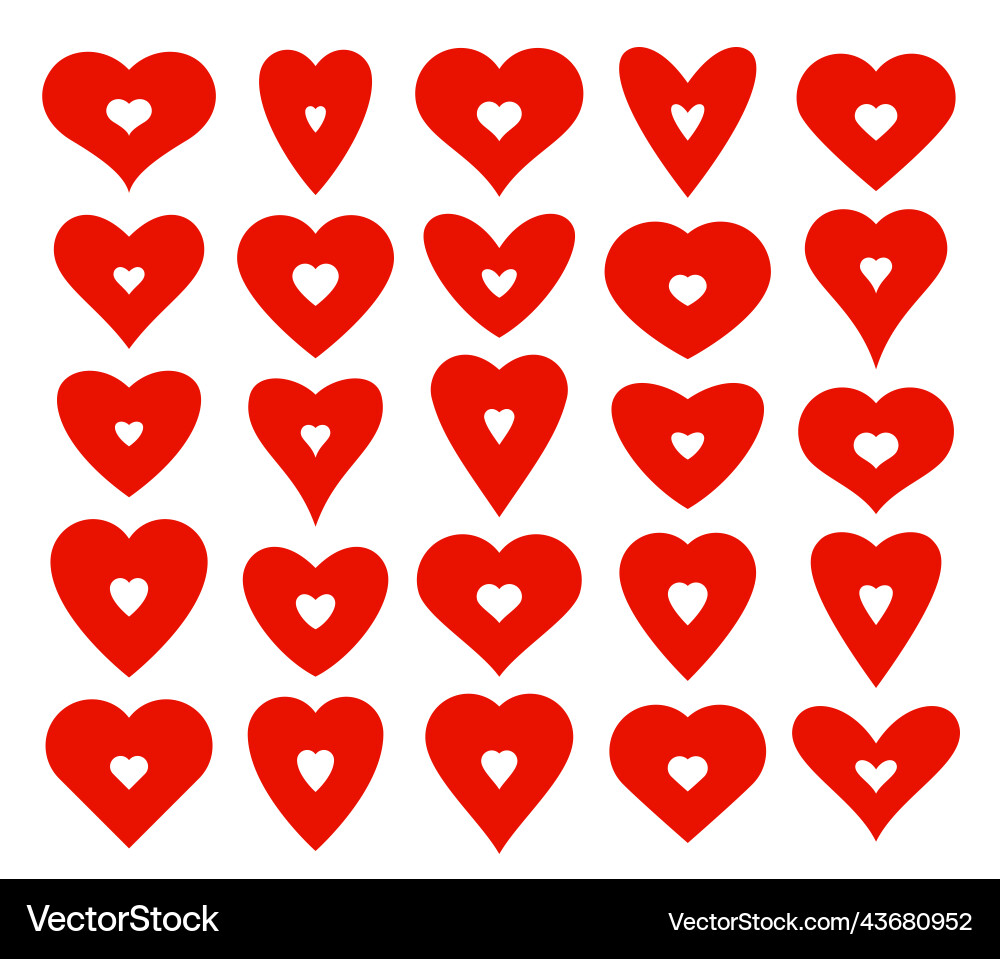 Heart shapes with small hearts inside logos Heart shapes with small hearts inside logos vector image