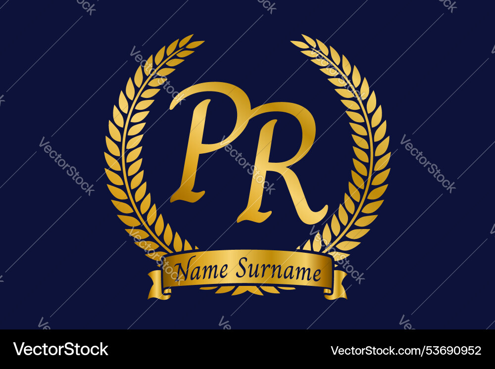 Initial letter p and r pr monogram logo design Vector Image
