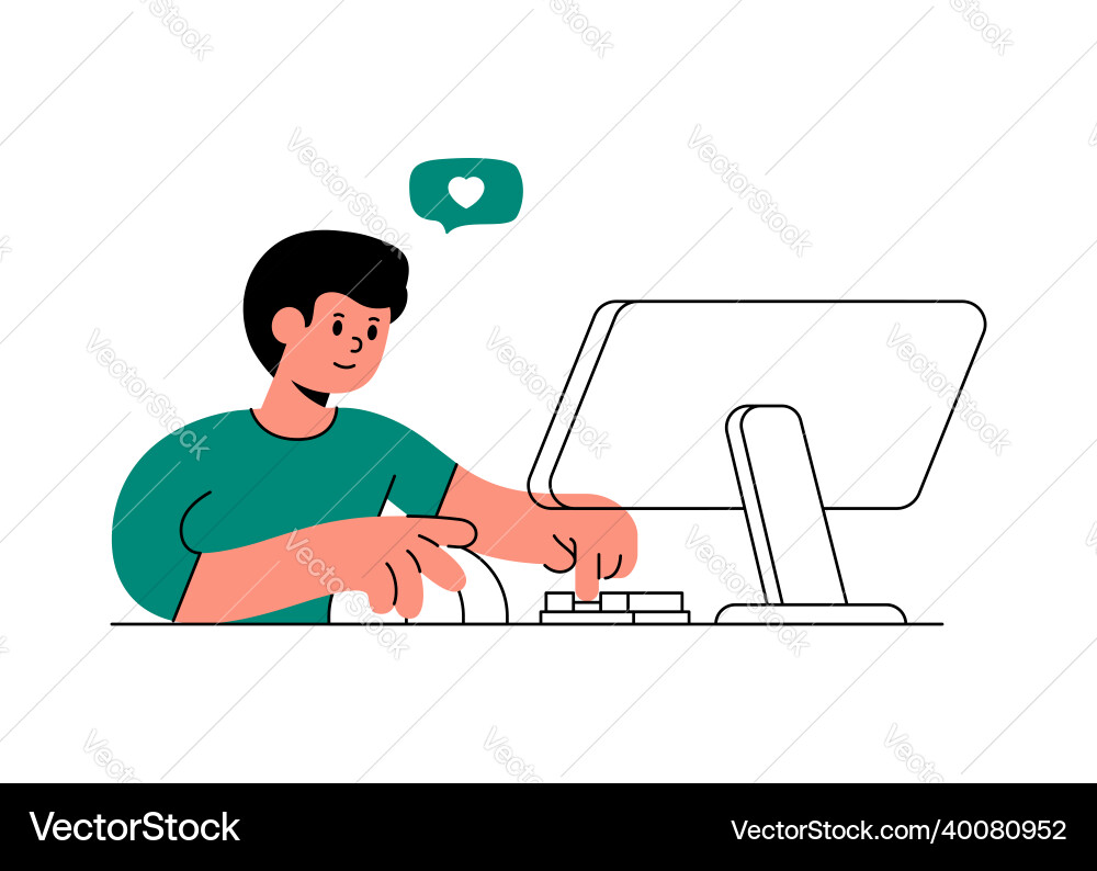 Man using computer for social network business Man using computer for social network business vector image