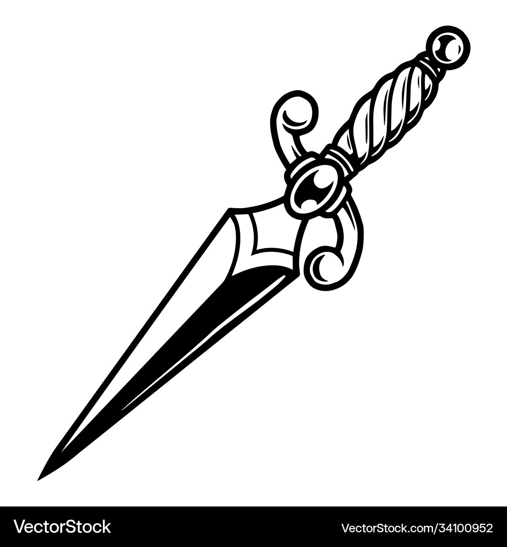 Medieval dagger elegant tattoo concept Royalty Free Vector