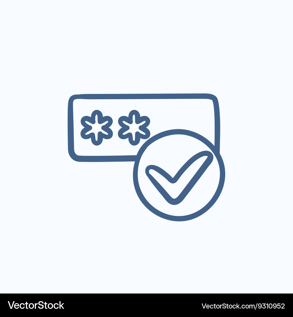 Password with check mark sketch icon vector image