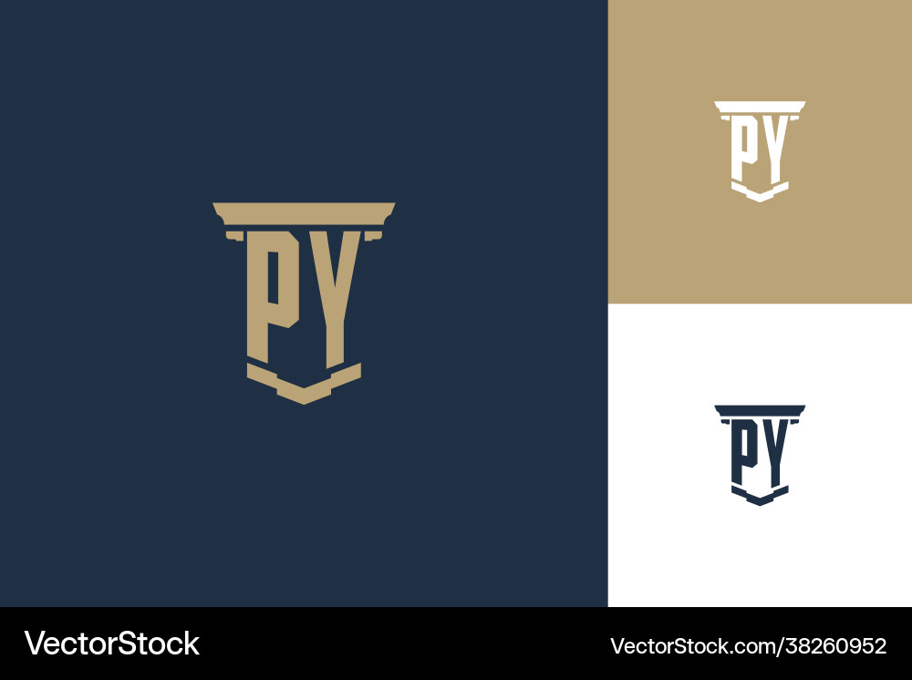Py monogram initials logo design with pillar icon Vector Image