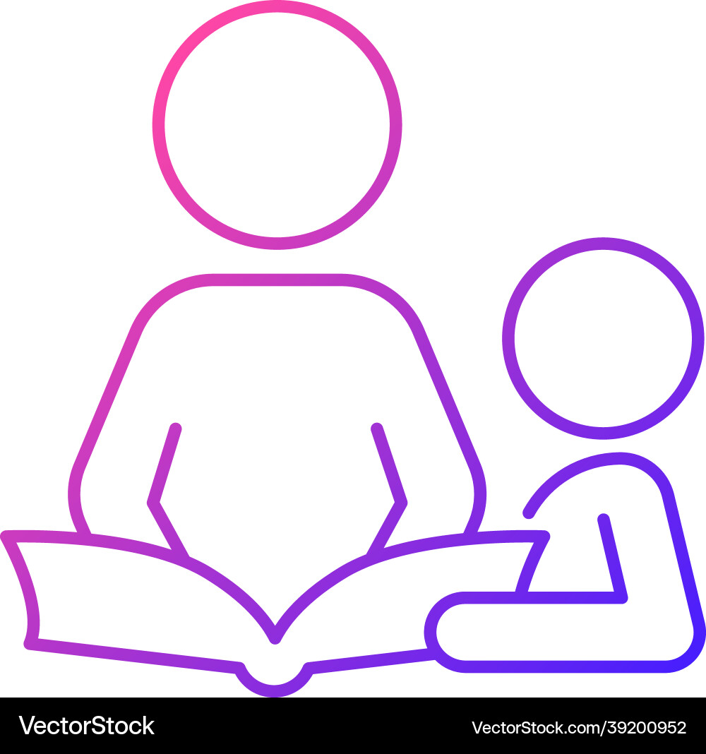Reading book with child gradient linear icon Vector Image