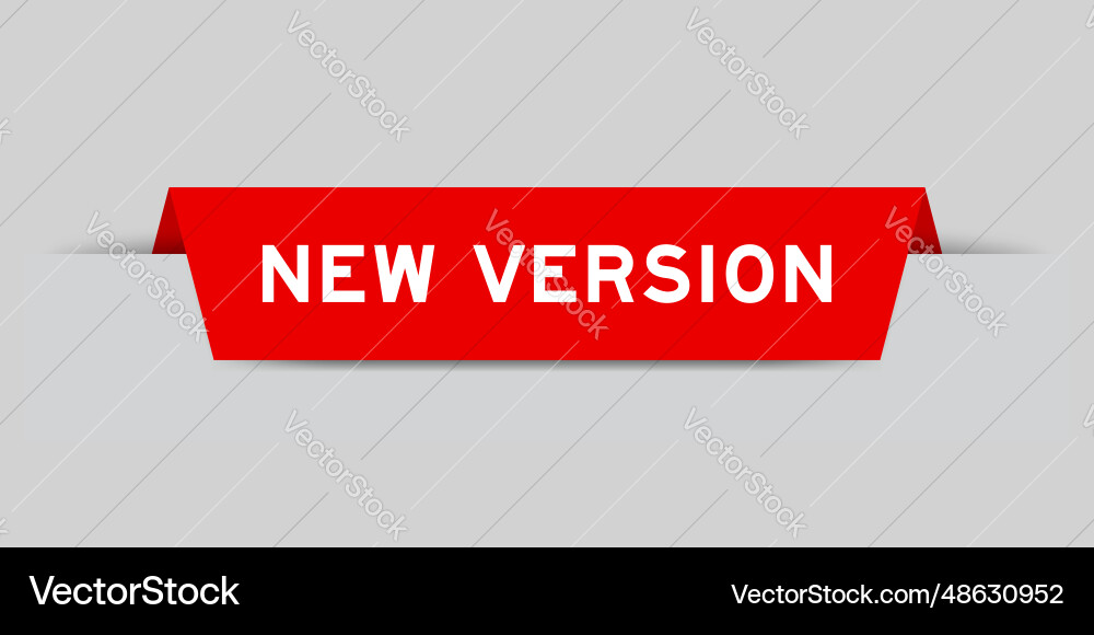 Red color inserted label with word new version Red color inserted label with word new version vector image