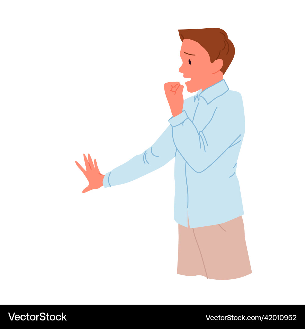 Scared terrified man with fear expression on face Vector Image