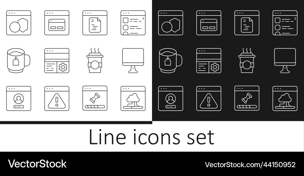 Set line cloud technology data transfer computer Set line cloud technology data transfer computer vector image