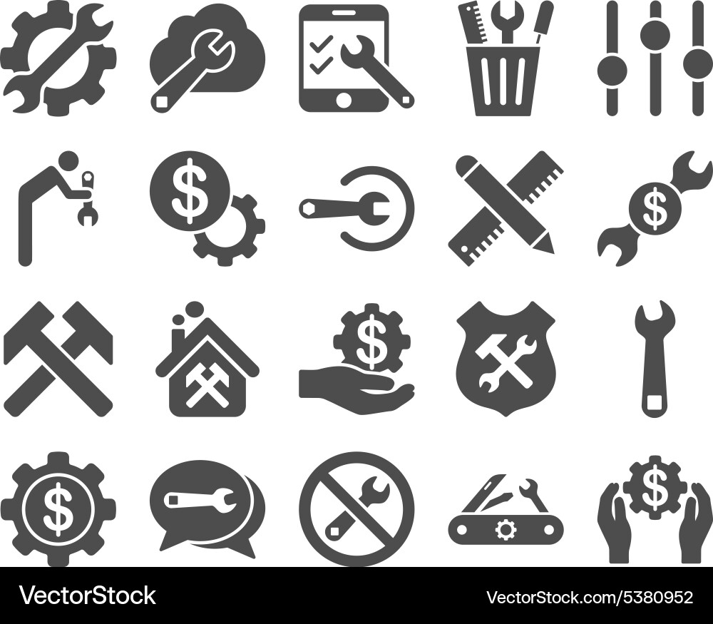 Settings and tools icons Royalty Free Vector Image