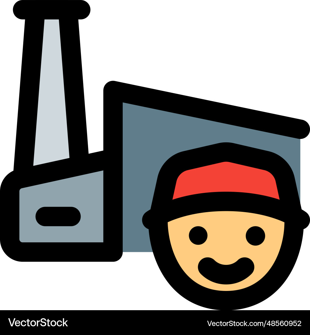 Worker handling a machines in factory vector image