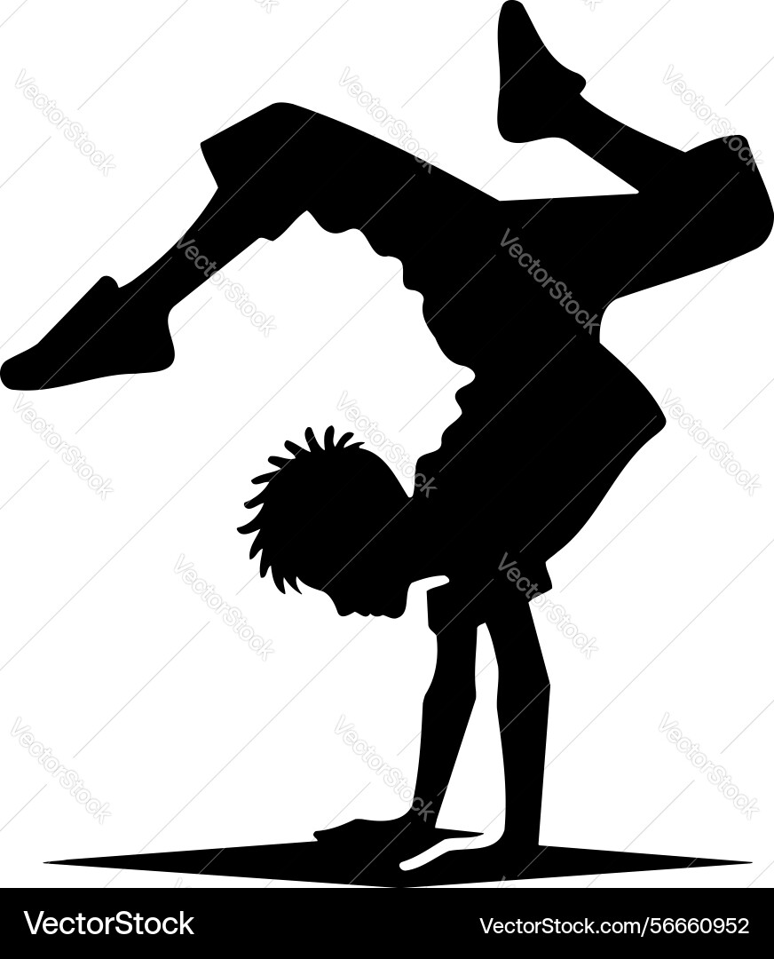X-default child attempting handstand Vector Image