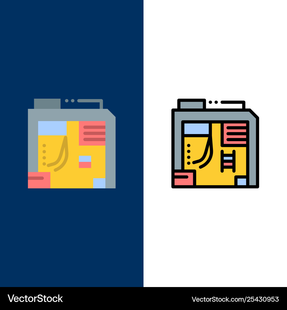 Atx box case computer icons flat and line filled Atx box case computer icons flat and line filled vector image
