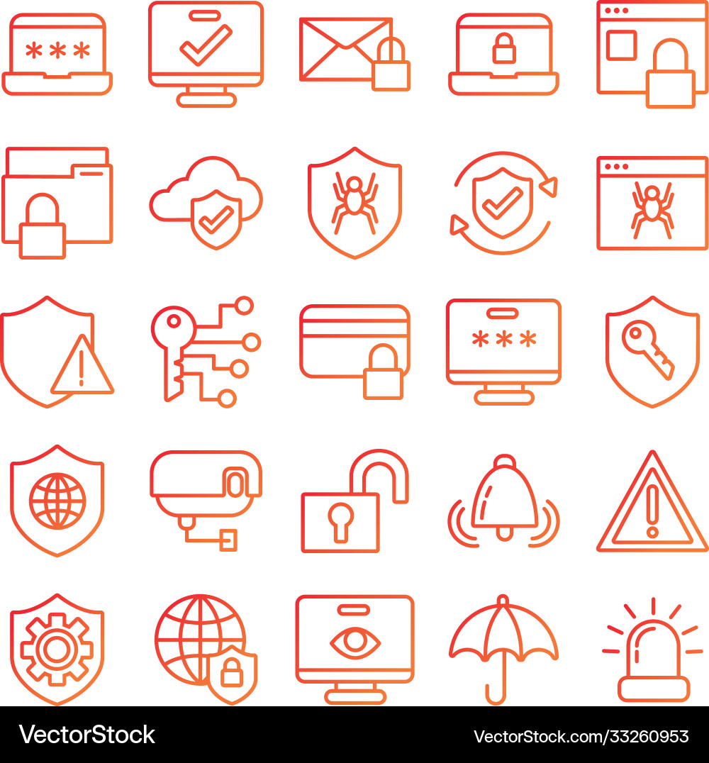 Bundle data security set icons Bundle data security set icons Vector Image