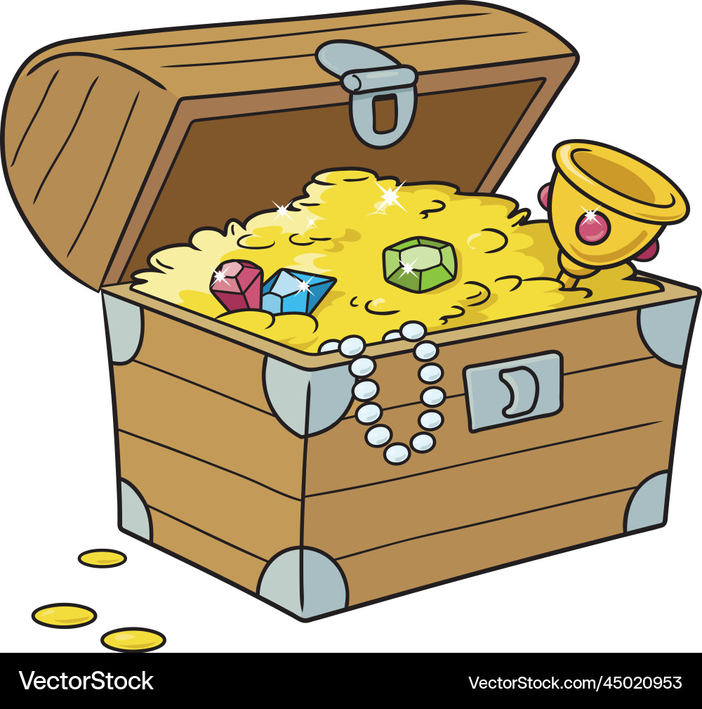 Cartoon opened treasure chest on white background Cartoon opened treasure chest on white background vector image