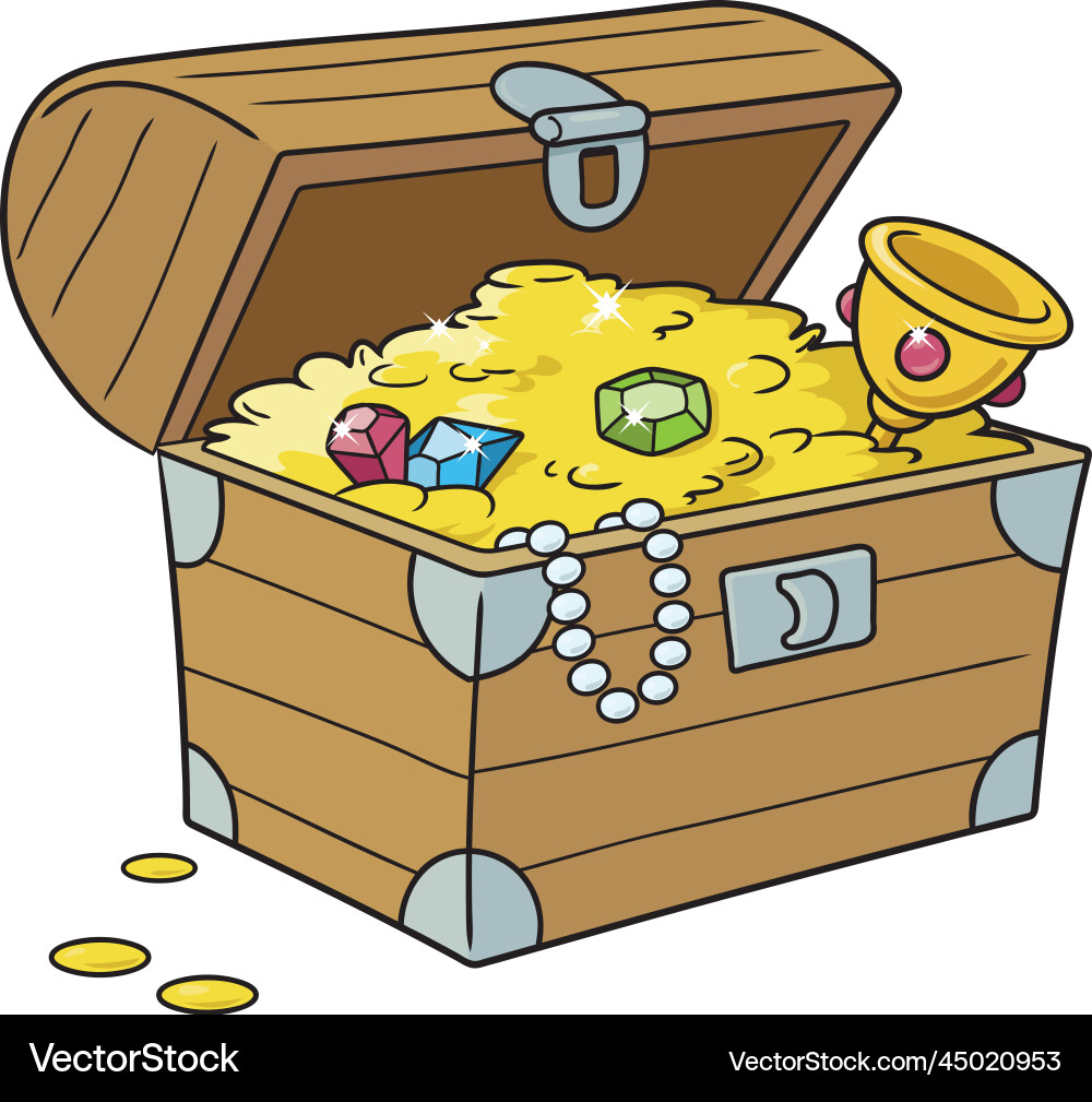 Cartoon opened treasure chest on white background Vector Image