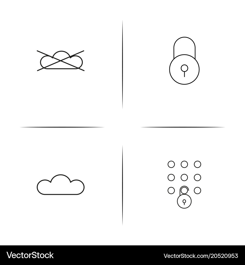 Cyber security simple linear icons set outlined vector image