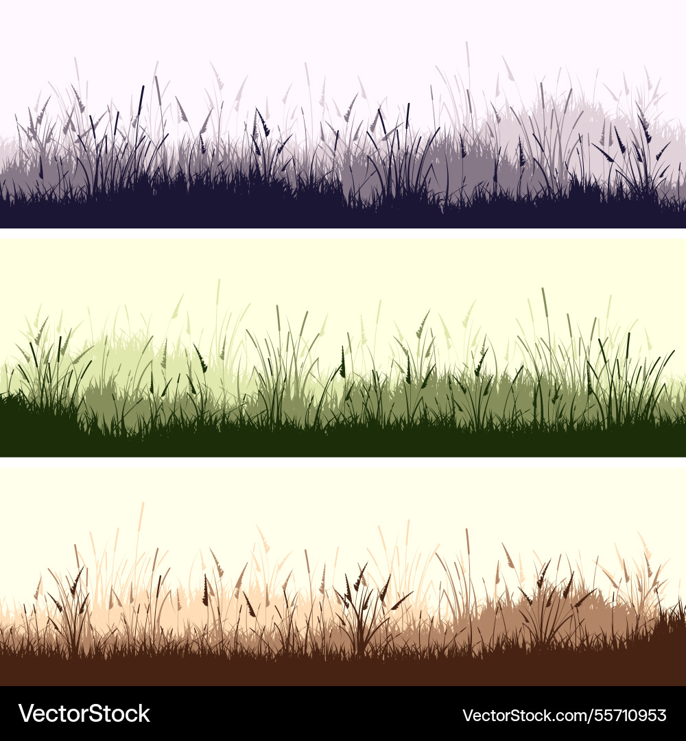 Meadow silhouettes with grass plants on plain Meadow silhouettes with grass plants on plain vector image