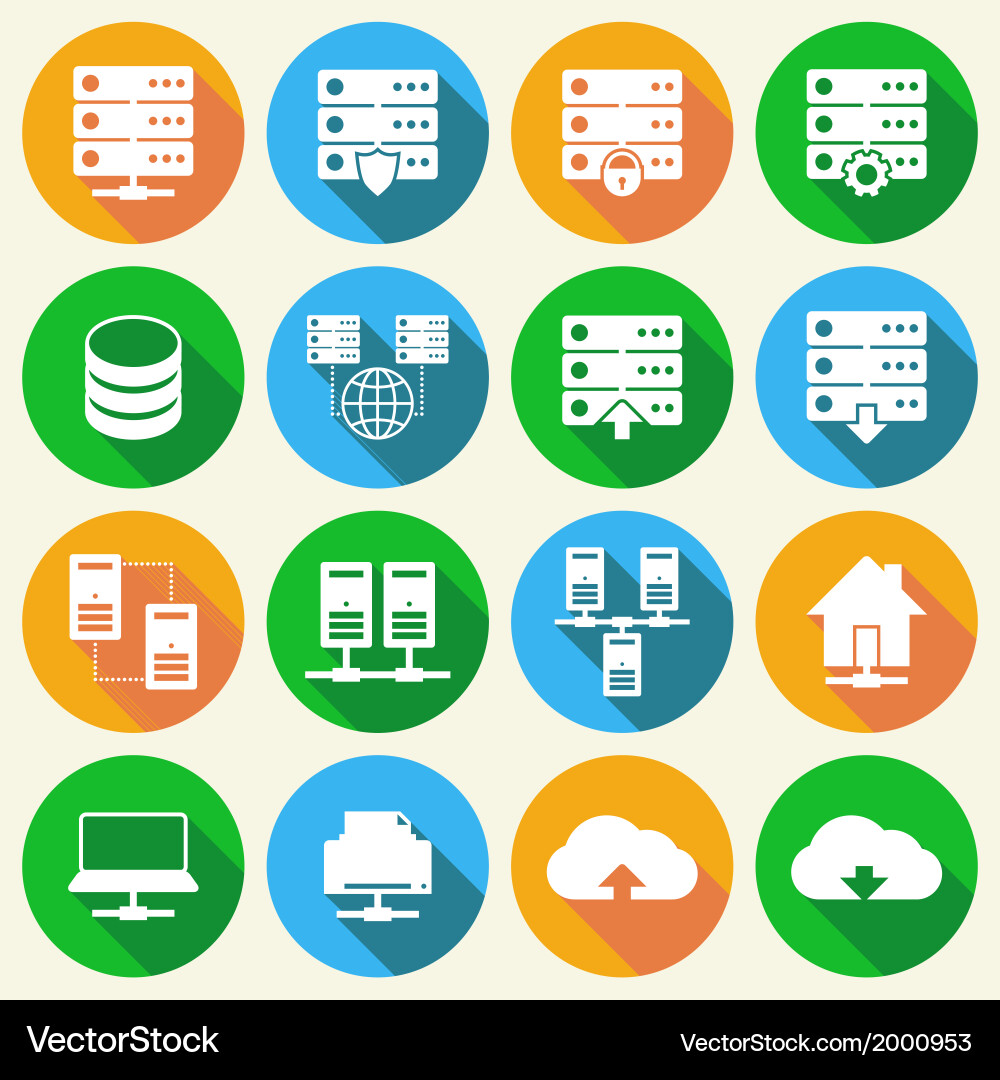 Network Server Icons - Hosting Technology vector image