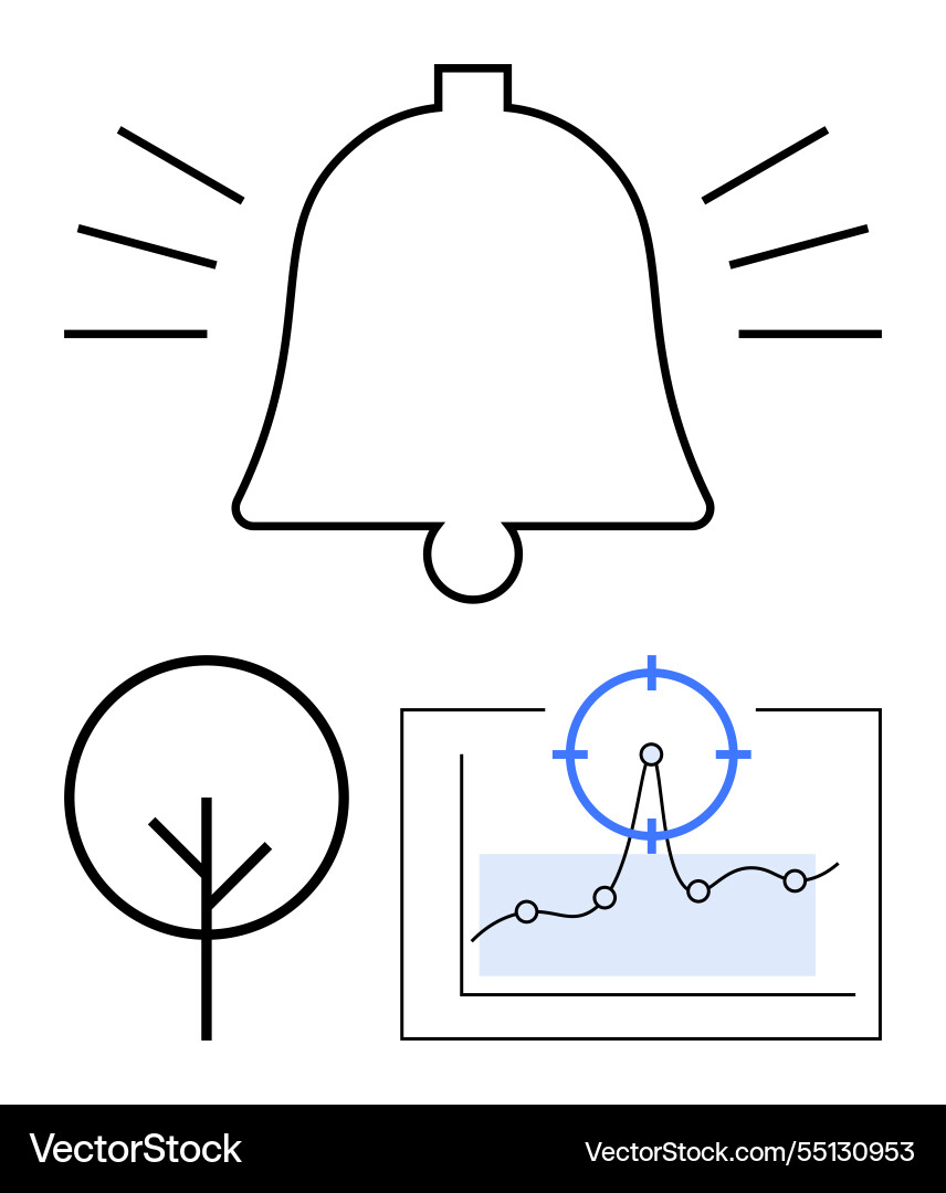 Notification alert with bell data analytics chart Vector Image