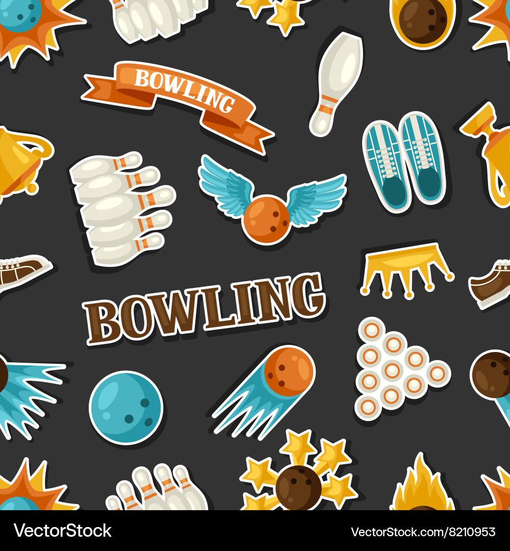 Seamless pattern with bowling items background vector image