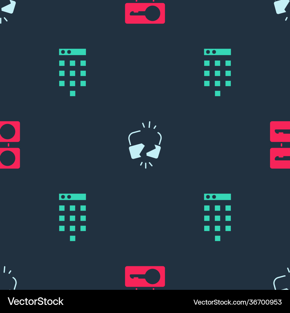 Set casting keys broken or cracked lock vector image