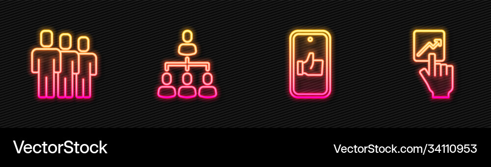 Set line hand like users group hierarchy Set line hand like users group hierarchy Vector Image