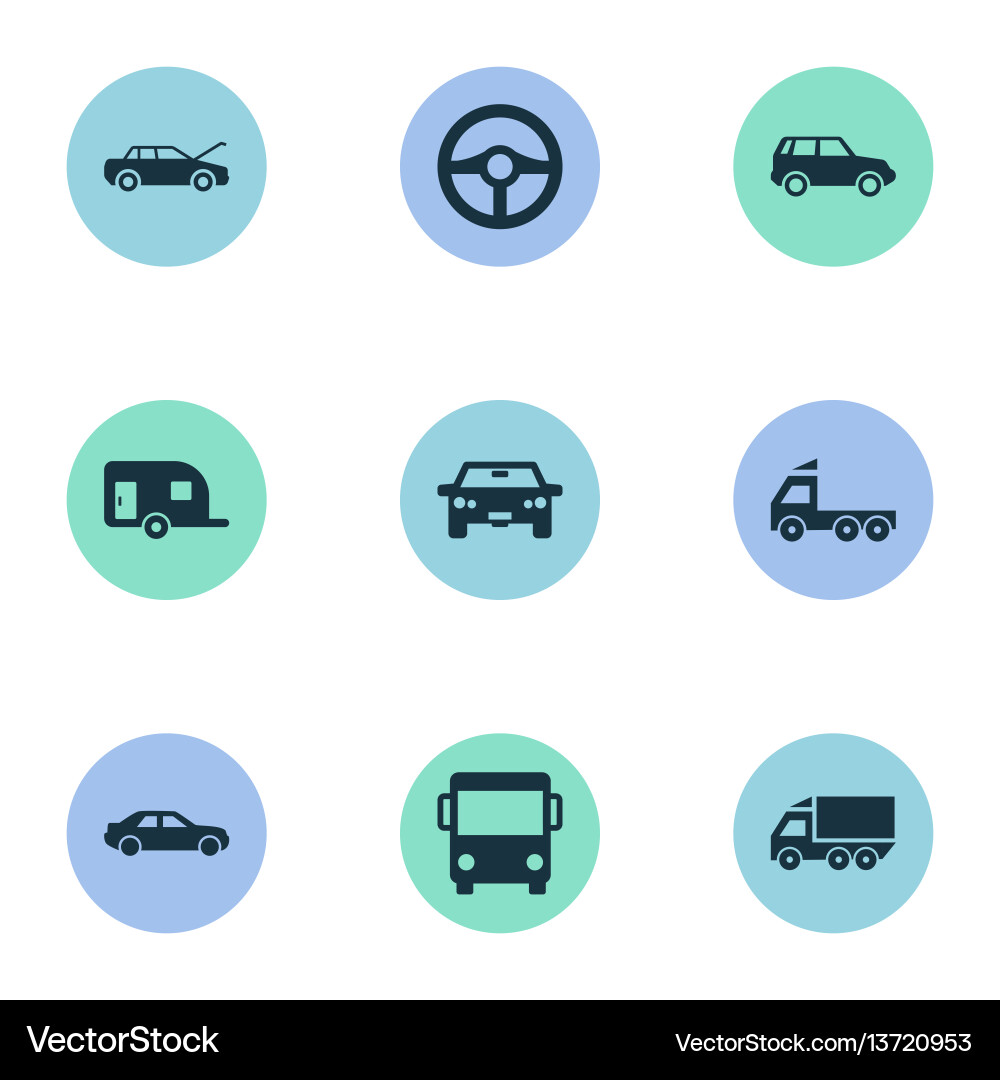 Set of simple automobile icons Set of simple automobile icons Vector Image