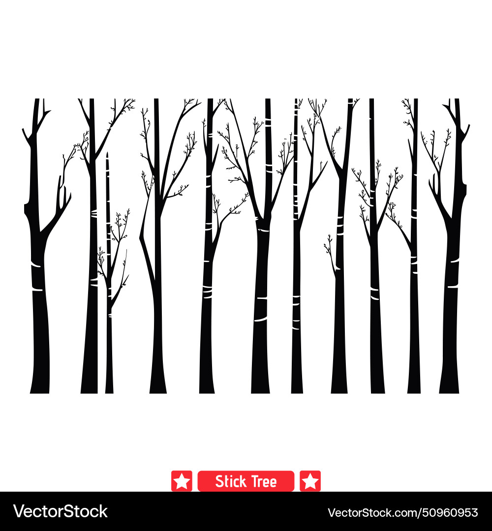 Simplicity in form refined stick tree bundle Simplicity in form refined stick tree bundle vector image
