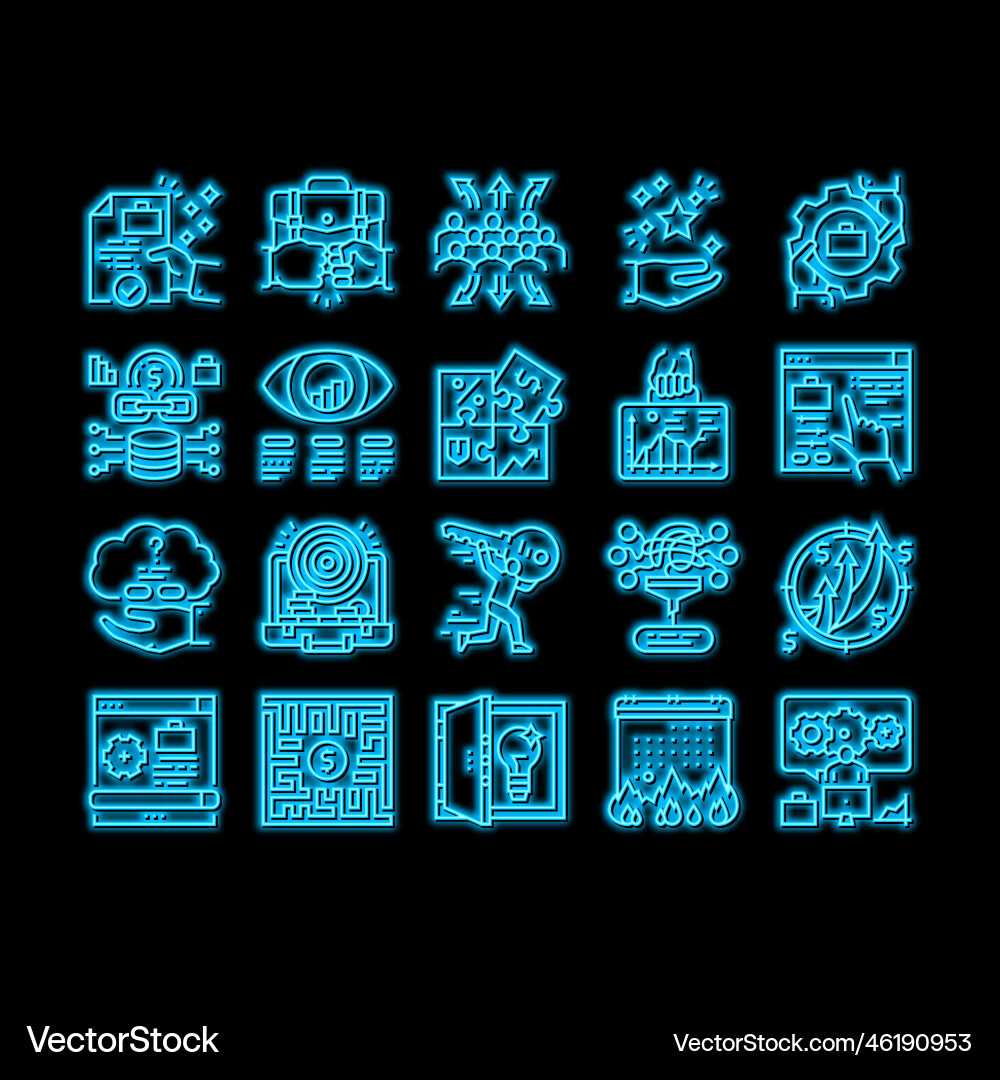 Solution business problem task neon glow icon Solution business problem task neon glow icon vector image
