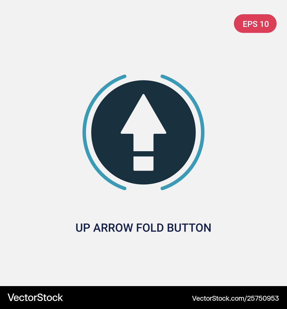 Two color up arrow fold button icon from user Two color up arrow fold button icon from user vector image