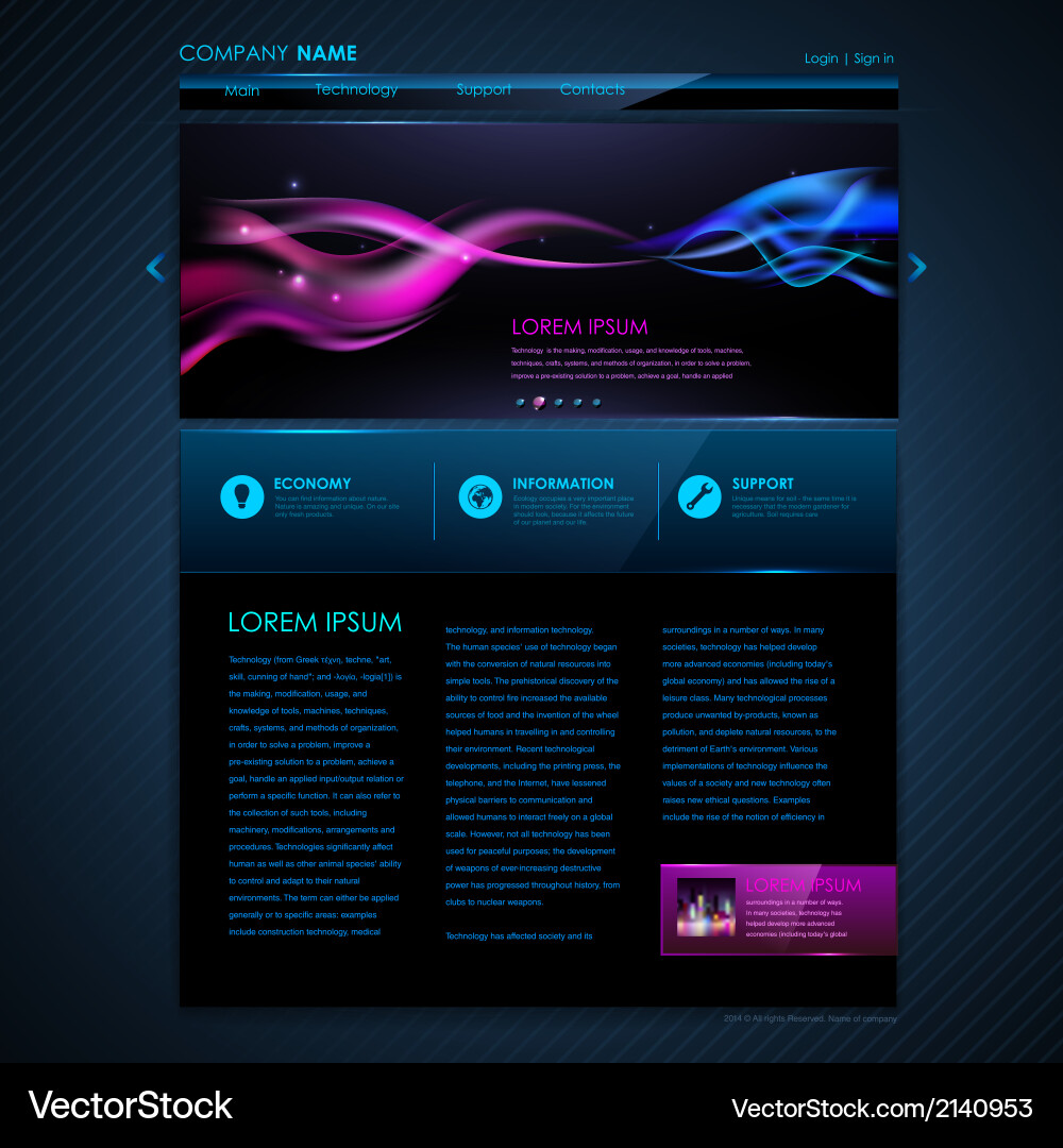 Web site template design technology background Vector Image