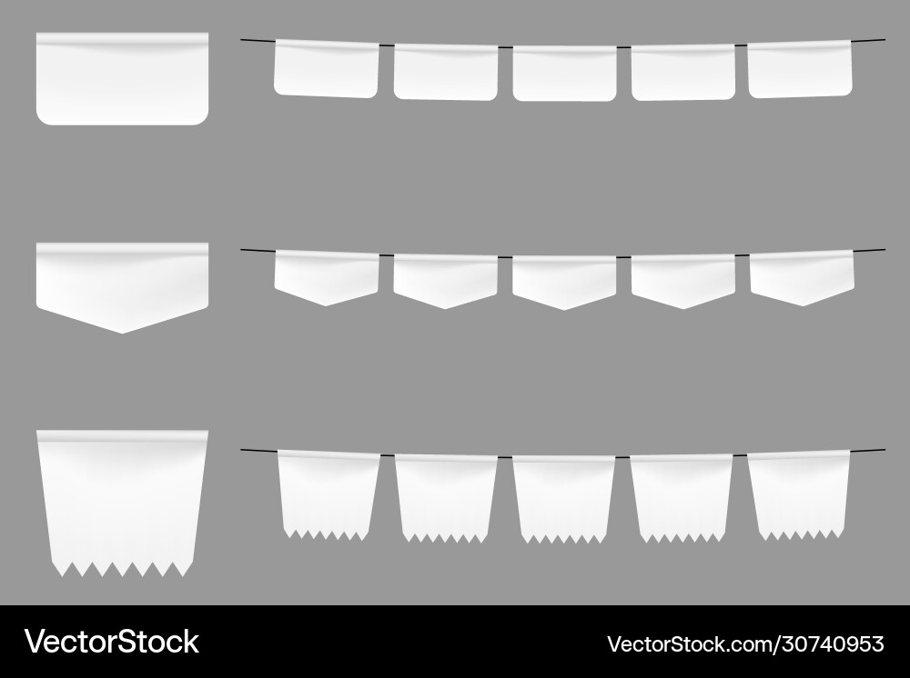 White flags with shadow hanging empty fabric White flags with shadow hanging empty fabric vector image