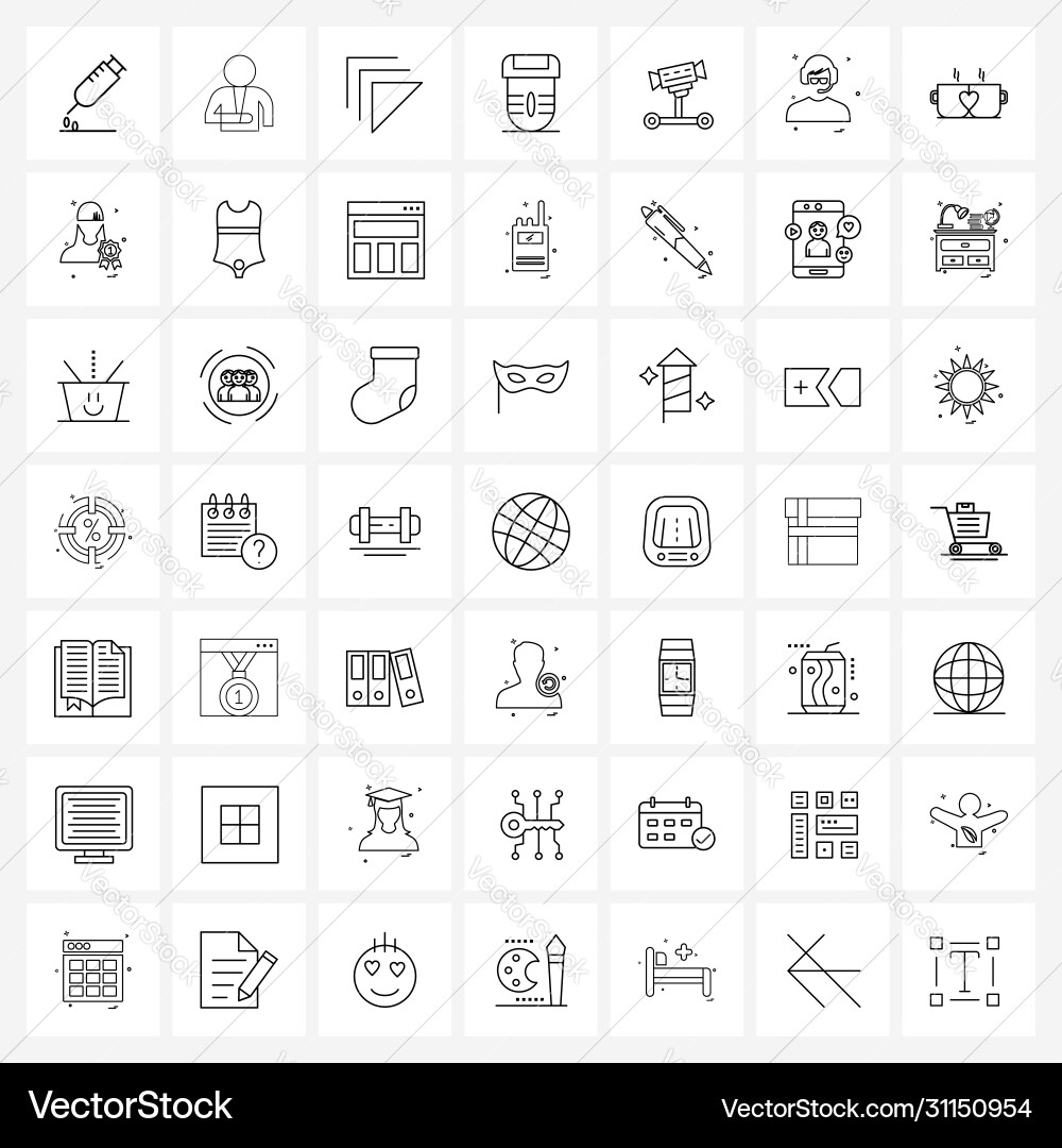 49 universal line icons for web and mobile camera vector image