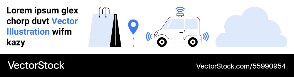 Autonomous delivery vehicle navigating route Vector Image
