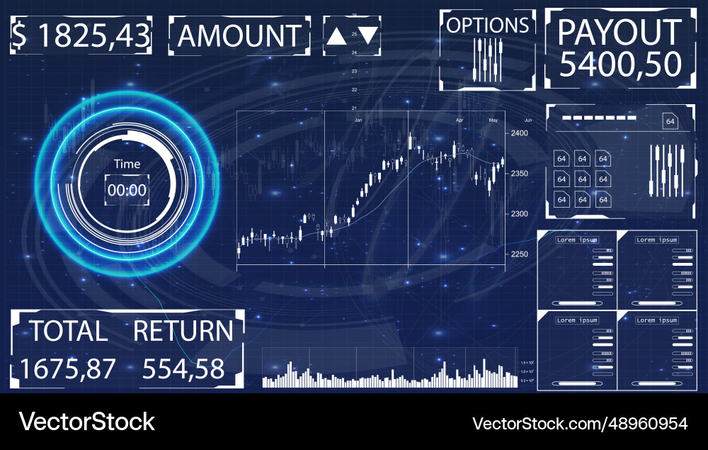 Cryptocurrency hud display Vector Image