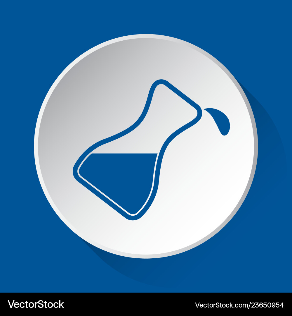 Flask with a drop blue icon on white button Flask with a drop blue icon on white button vector image