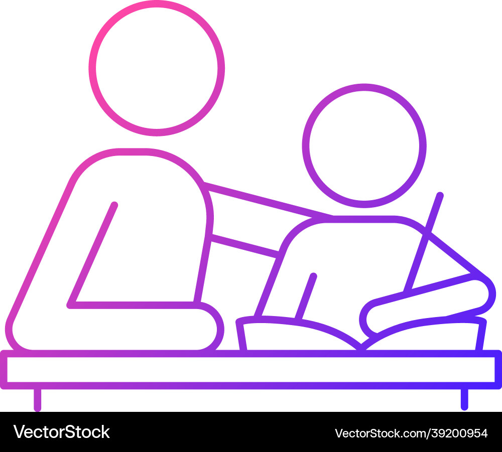 Helping with homework gradient linear icon Helping with homework gradient linear icon vector image