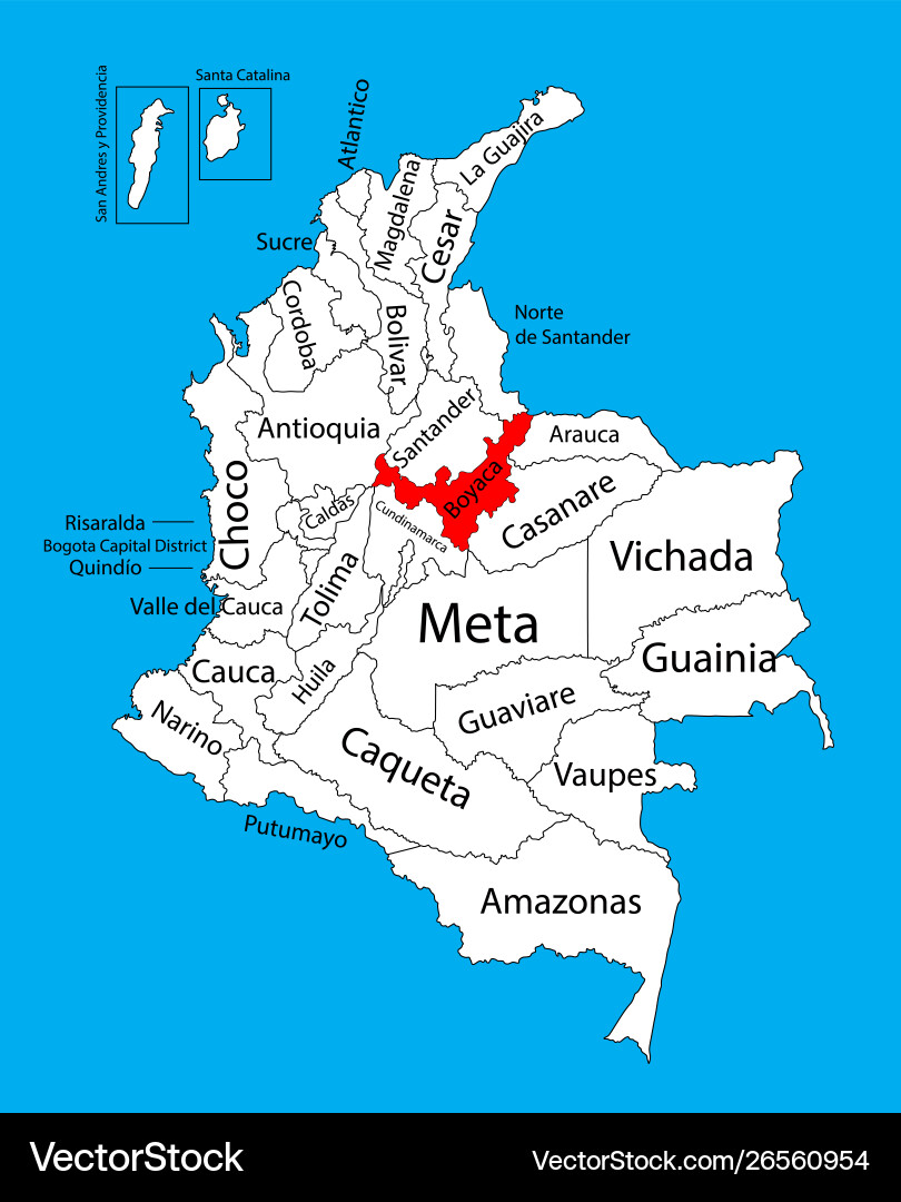 Map region boyaca colombia province vector image