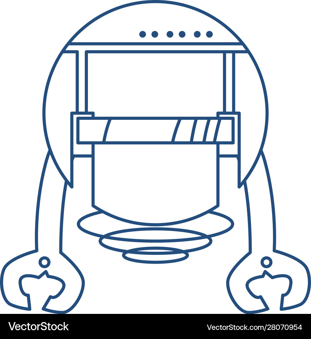 Robot with two hands line style icon vector image