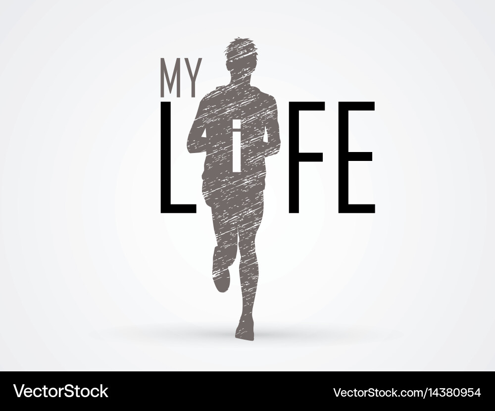 Running Man with 'My Life' Text Vector Image