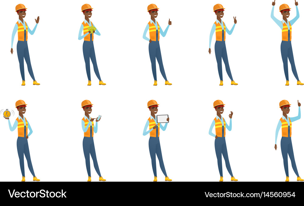 Set of builder characters Vector Image