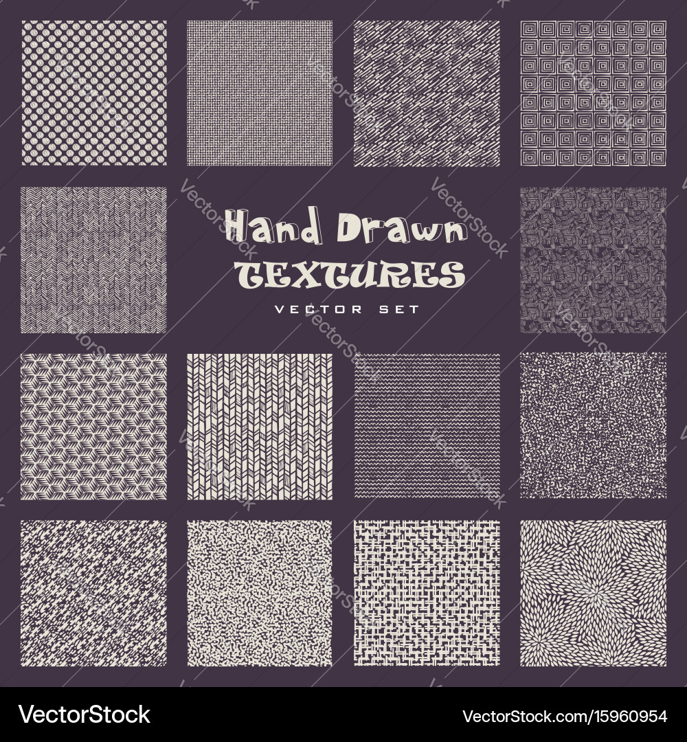 Set of hand drawn marker and ink patterns vector image